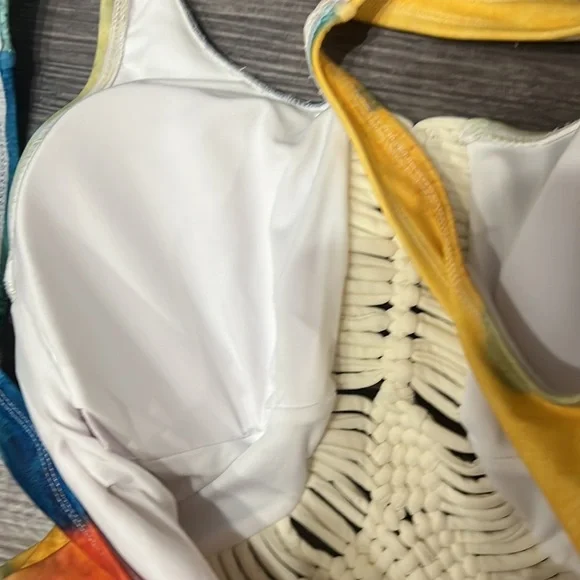 NWOT Venus cream yellow orange one piece swimsuit bathing suit cutouts 4 - Picture 9 of 10